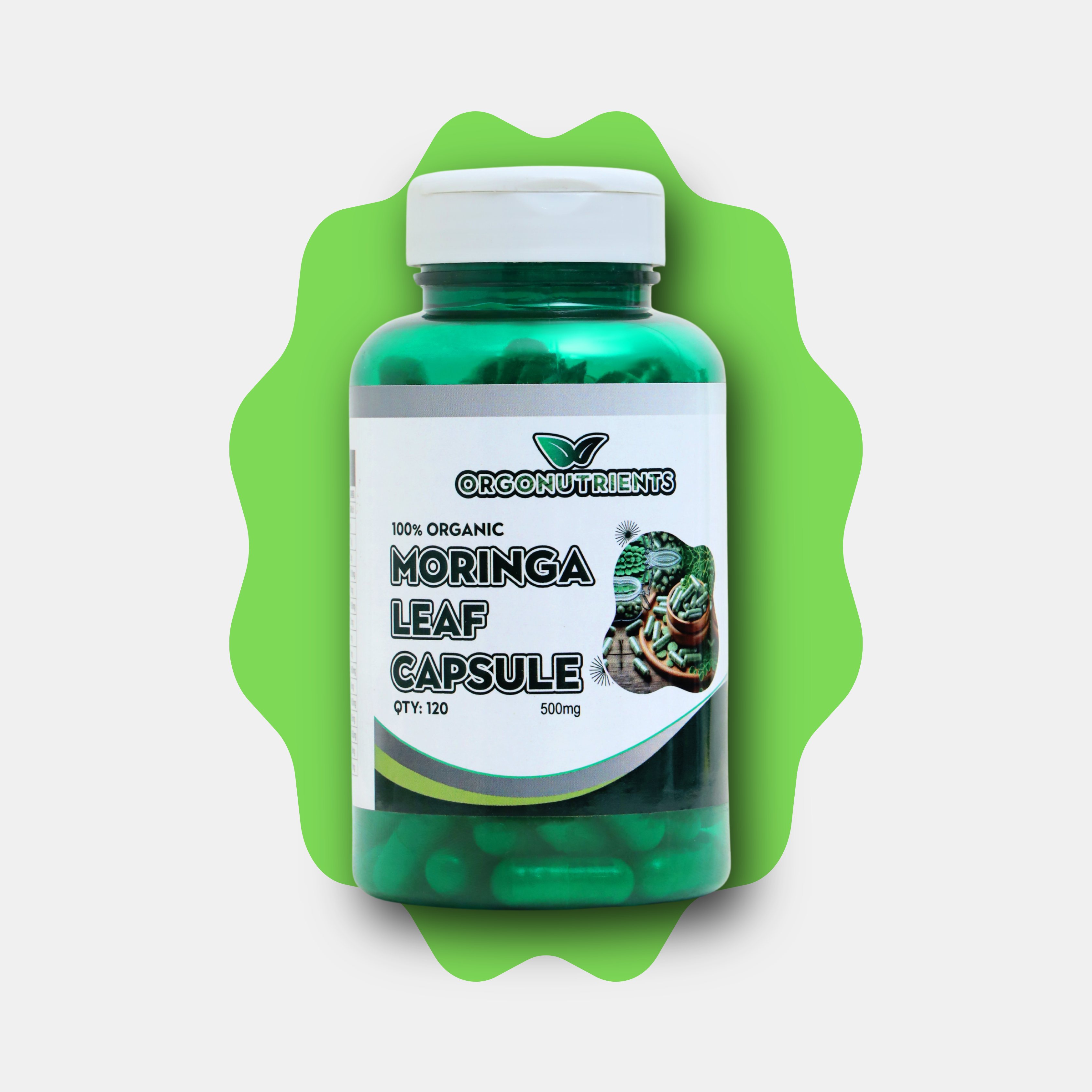 Organic Moringa Capsules 500 Mg – Pack x 1 – 120 Capsules Each Bottle | Lab Tested | 100% Organic & Pure